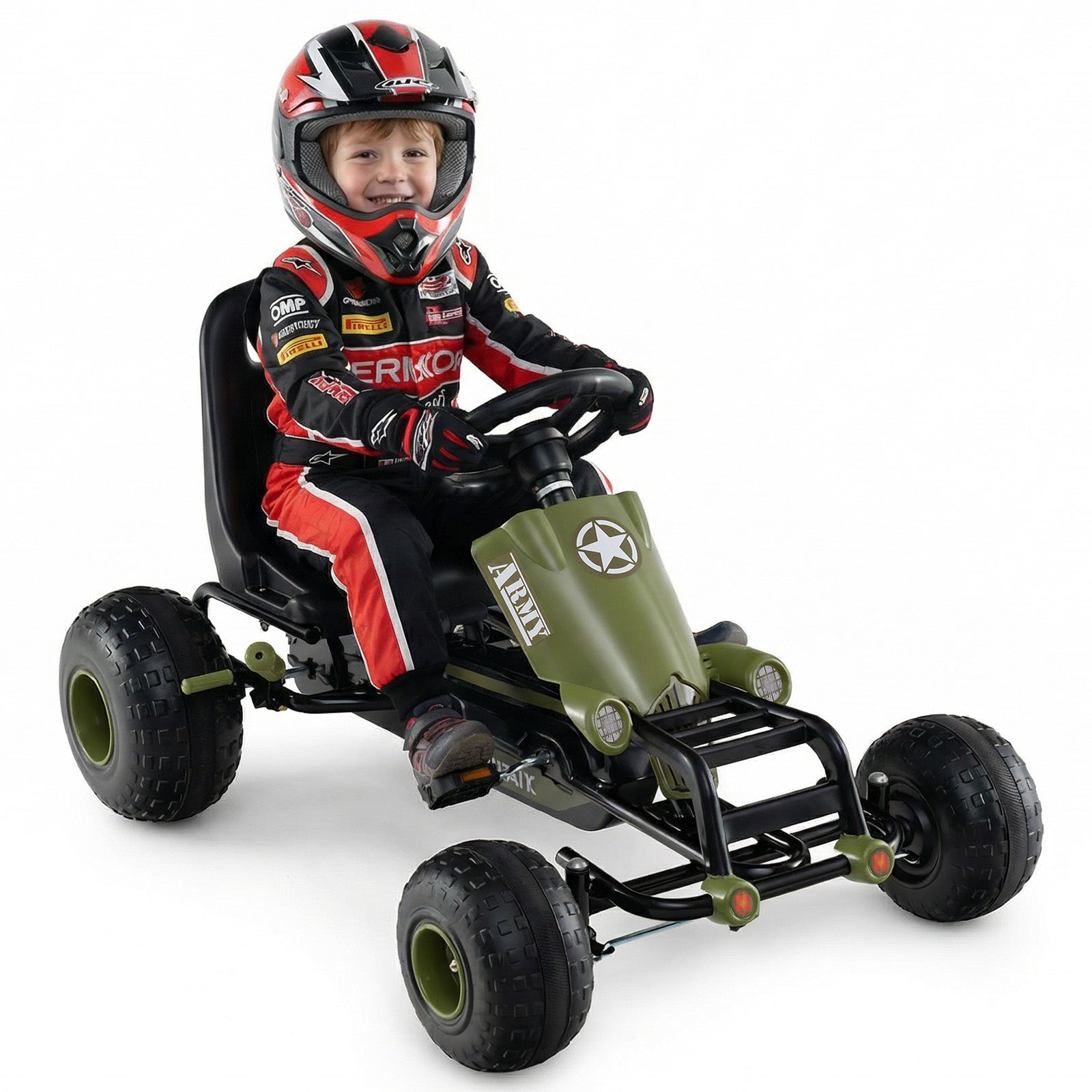 Kids Pedal Go Kart with Steering Wheel and Gear Shifter and Handbrake, Green Push & Pedal Ride On Toys at Gallery Canada