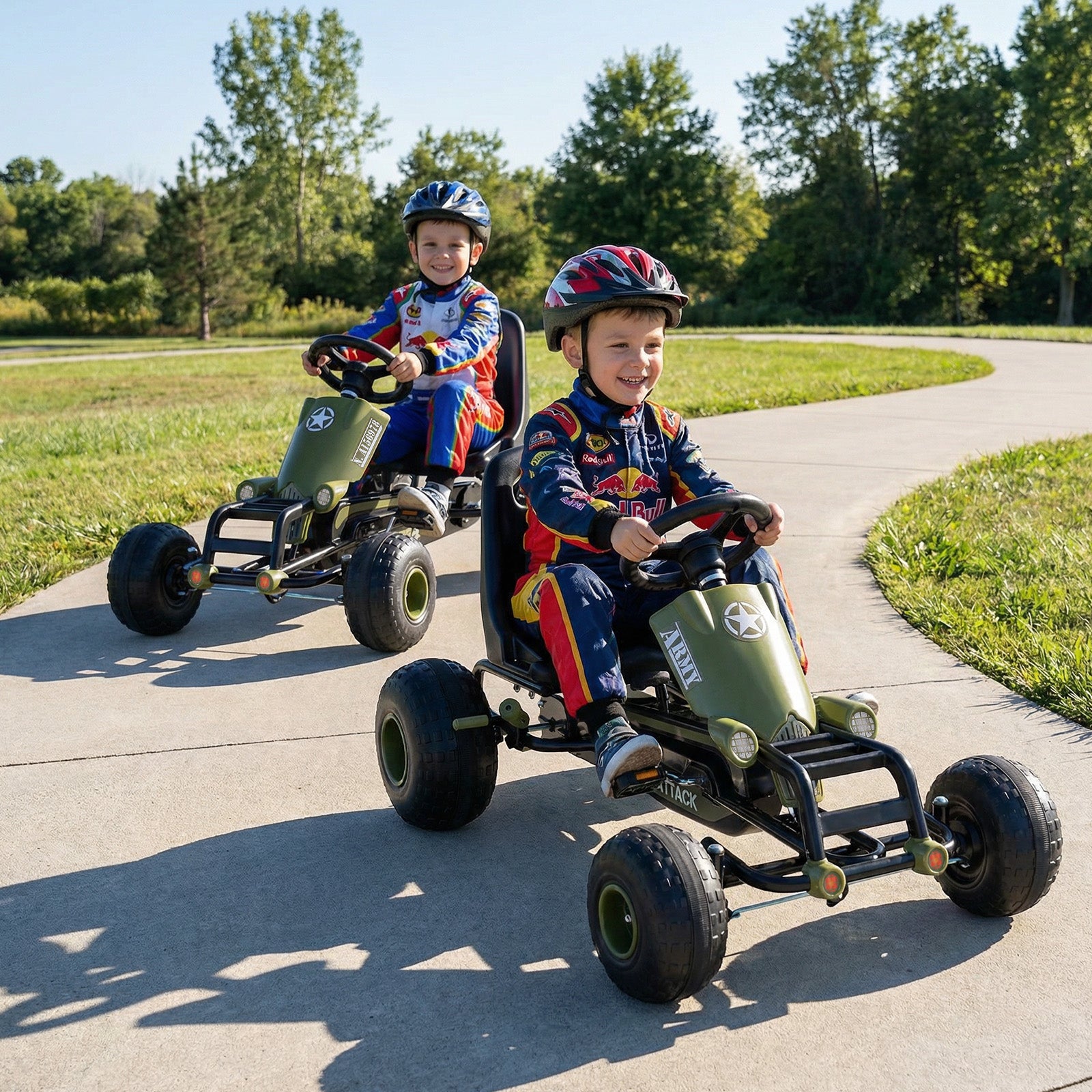 Kids Pedal Go Kart with Steering Wheel and Gear Shifter and Handbrake, Green Push & Pedal Ride On Toys at Gallery Canada