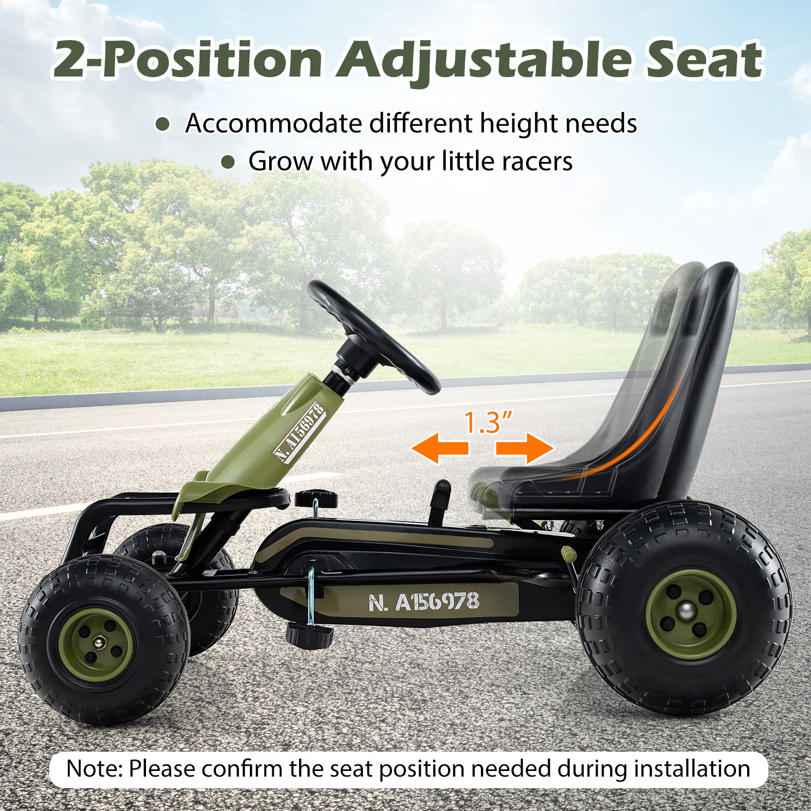 Kids Pedal Go Kart with Steering Wheel and Gear Shifter and Handbrake, Green Push & Pedal Ride On Toys at Gallery Canada