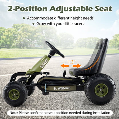 Kids Pedal Go Kart with Steering Wheel and Gear Shifter and Handbrake, Green Push & Pedal Ride On Toys at Gallery Canada