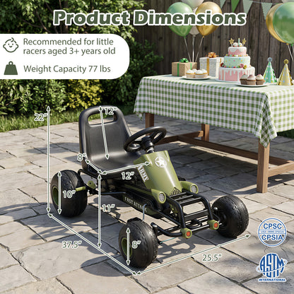 Kids Pedal Go Kart with Steering Wheel and Gear Shifter and Handbrake, Green Push & Pedal Ride On Toys at Gallery Canada