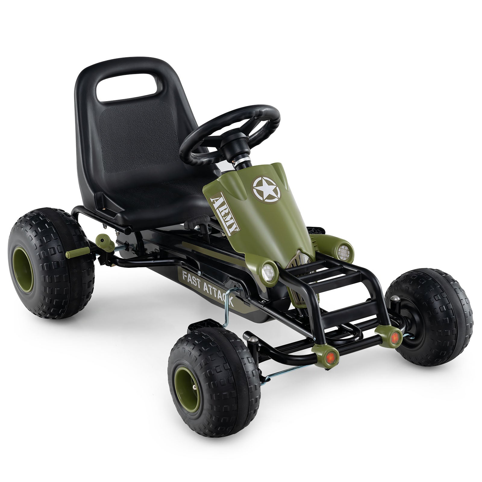 Kids Pedal Go Kart with Steering Wheel and Gear Shifter and Handbrake, Green Push & Pedal Ride On Toys at Gallery Canada