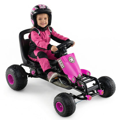 Kids Pedal Go Kart with Steering Wheel and Gear Shifter and Handbrake, Pink Push & Pedal Ride On Toys at Gallery Canada