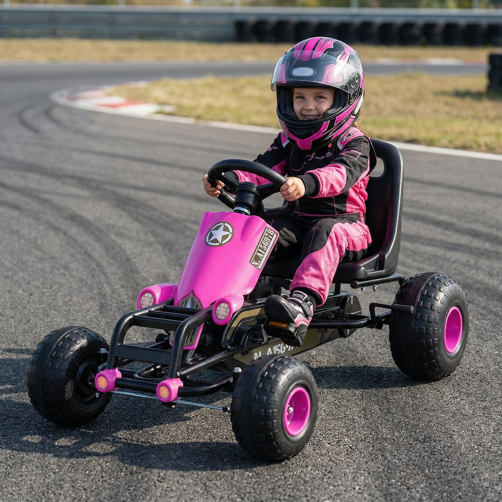 Kids Pedal Go Kart with Steering Wheel and Gear Shifter and Handbrake, Pink Push & Pedal Ride On Toys at Gallery Canada