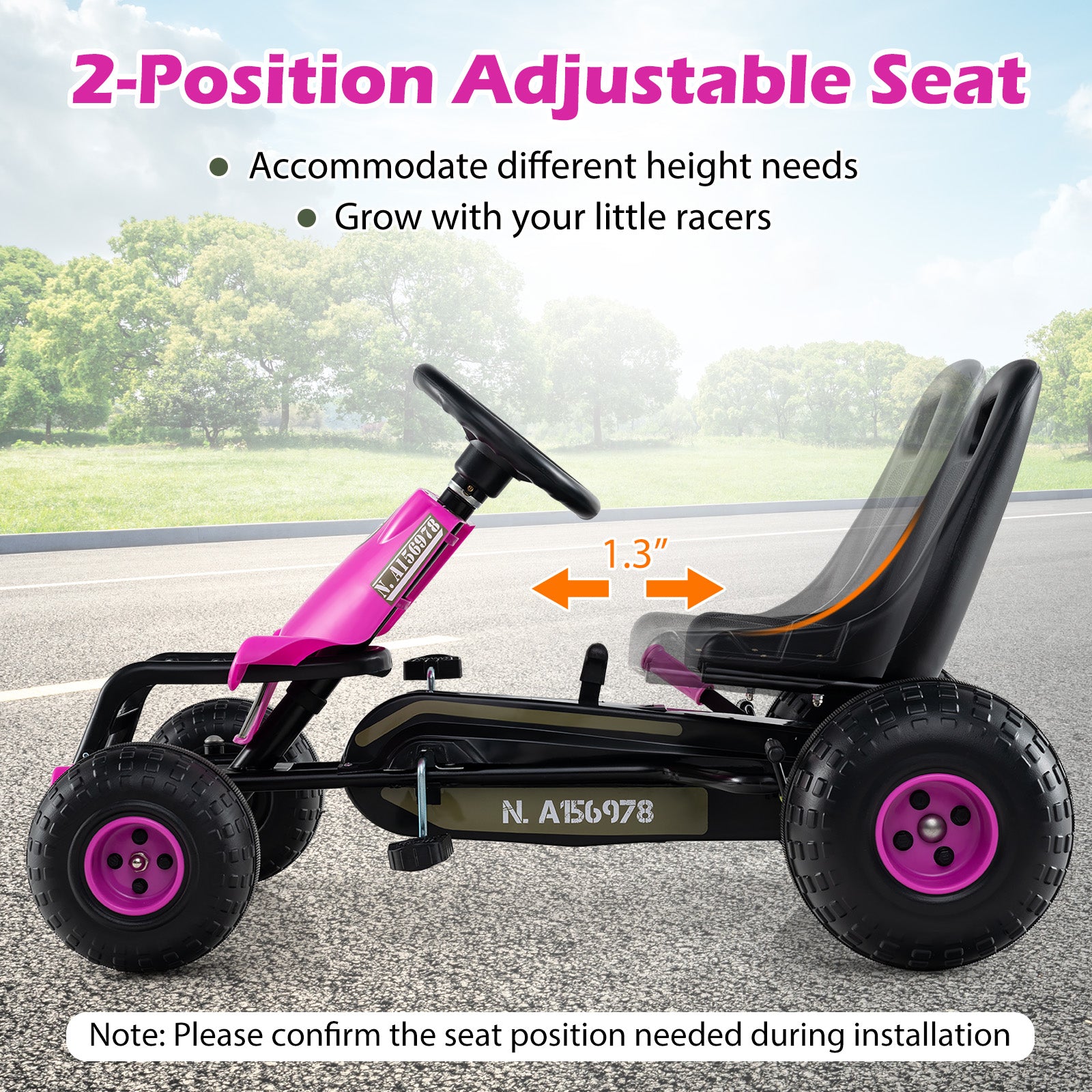 Kids Pedal Go Kart with Steering Wheel and Gear Shifter and Handbrake, Pink Push & Pedal Ride On Toys at Gallery Canada