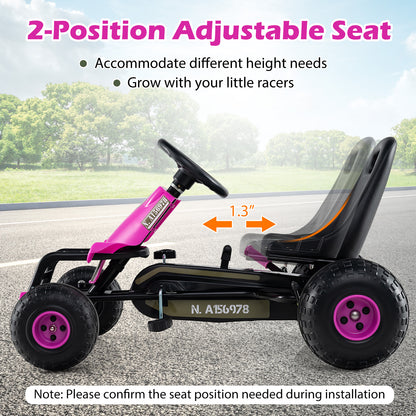 Kids Pedal Go Kart with Steering Wheel and Gear Shifter and Handbrake, Pink Push & Pedal Ride On Toys at Gallery Canada