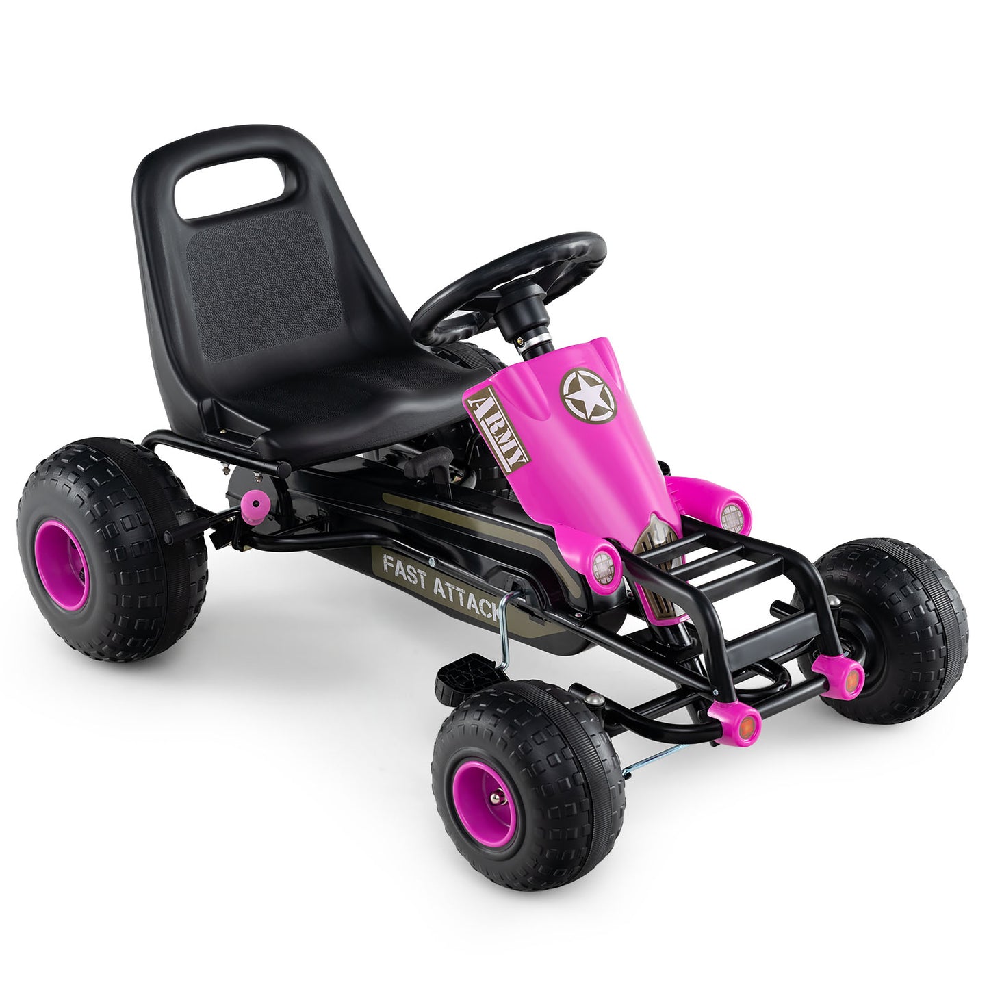Kids Pedal Go Kart with Steering Wheel and Gear Shifter and Handbrake, Pink Push & Pedal Ride On Toys at Gallery Canada
