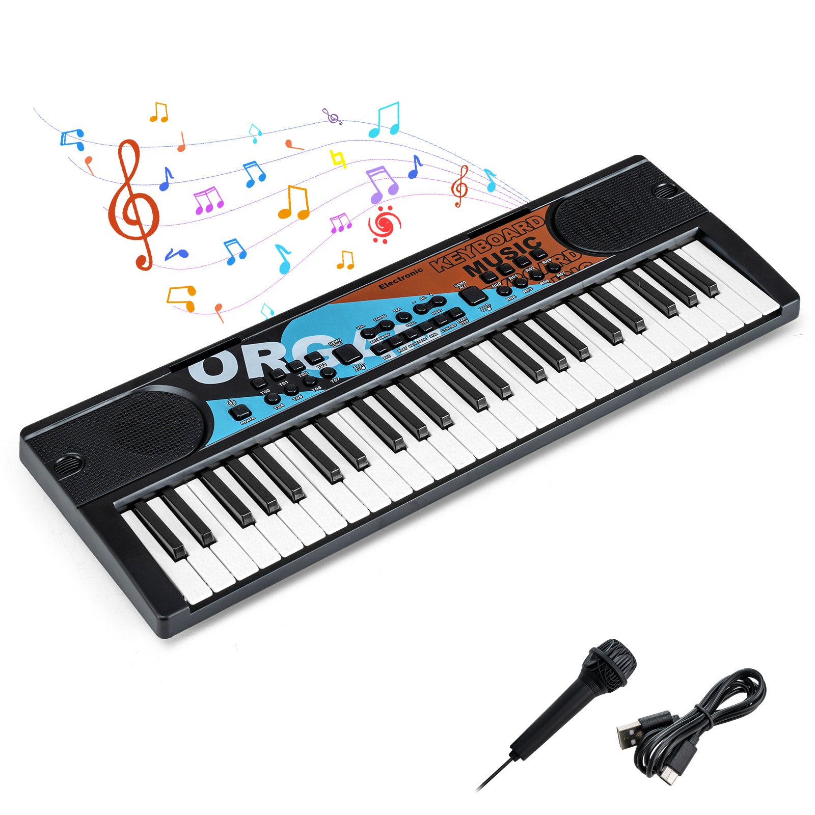49 Keys Portable Electric Keyboard Piano, 8 Rhythms 8 Tones, Black Pianos & Keyboards Black at Gallery Canada
