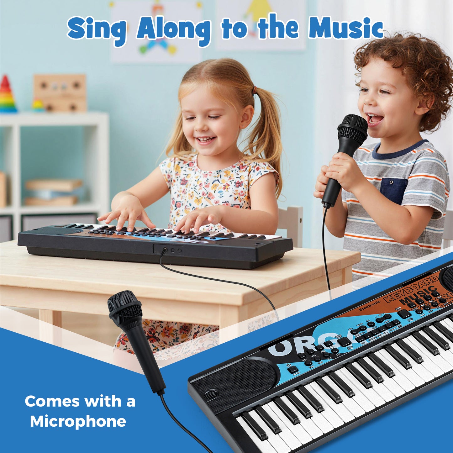 49 Keys Portable Electric Keyboard Piano, 8 Rhythms 8 Tones, Black Pianos & Keyboards at Gallery Canada