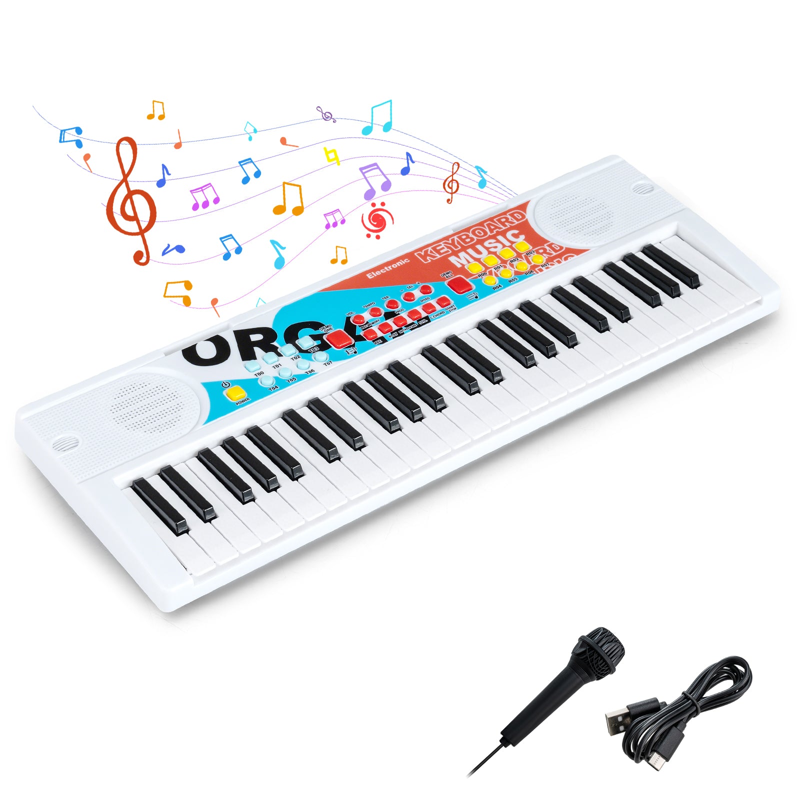 49 Keys Portable Electric Keyboard Piano, 8 Rhythms 8 Tones, White Pianos & Keyboards at Gallery Canada