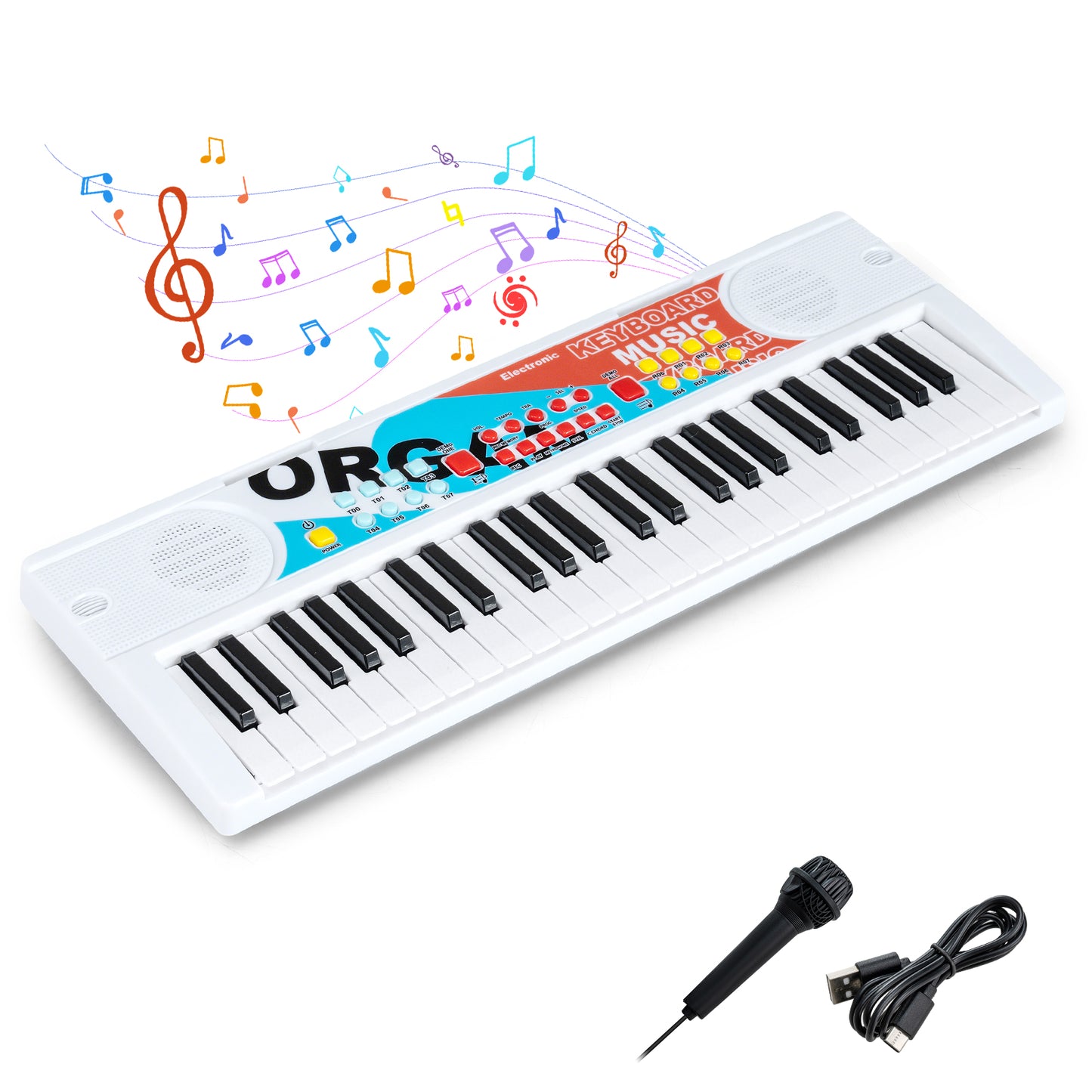 49 Keys Portable Electric Keyboard Piano, 8 Rhythms 8 Tones, White Pianos & Keyboards at Gallery Canada