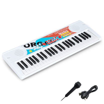 49 Keys Portable Electric Keyboard Piano, 8 Rhythms 8 Tones, White Pianos & Keyboards at Gallery Canada