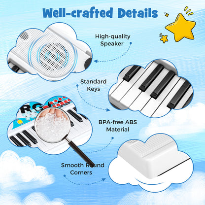 49 Keys Portable Electric Keyboard Piano, 8 Rhythms 8 Tones, White Pianos & Keyboards at Gallery Canada