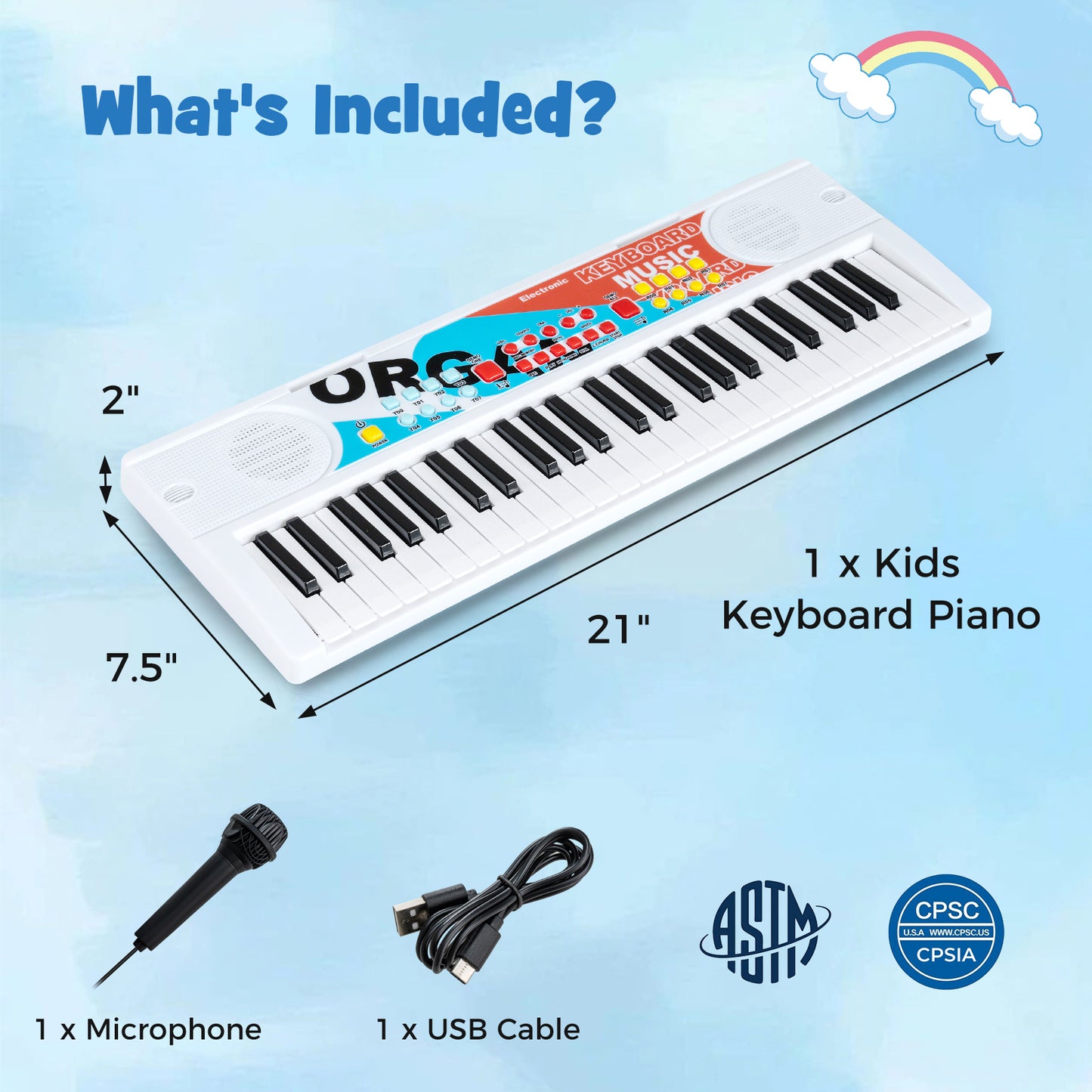 49 Keys Portable Electric Keyboard Piano, 8 Rhythms 8 Tones, White Pianos & Keyboards at Gallery Canada