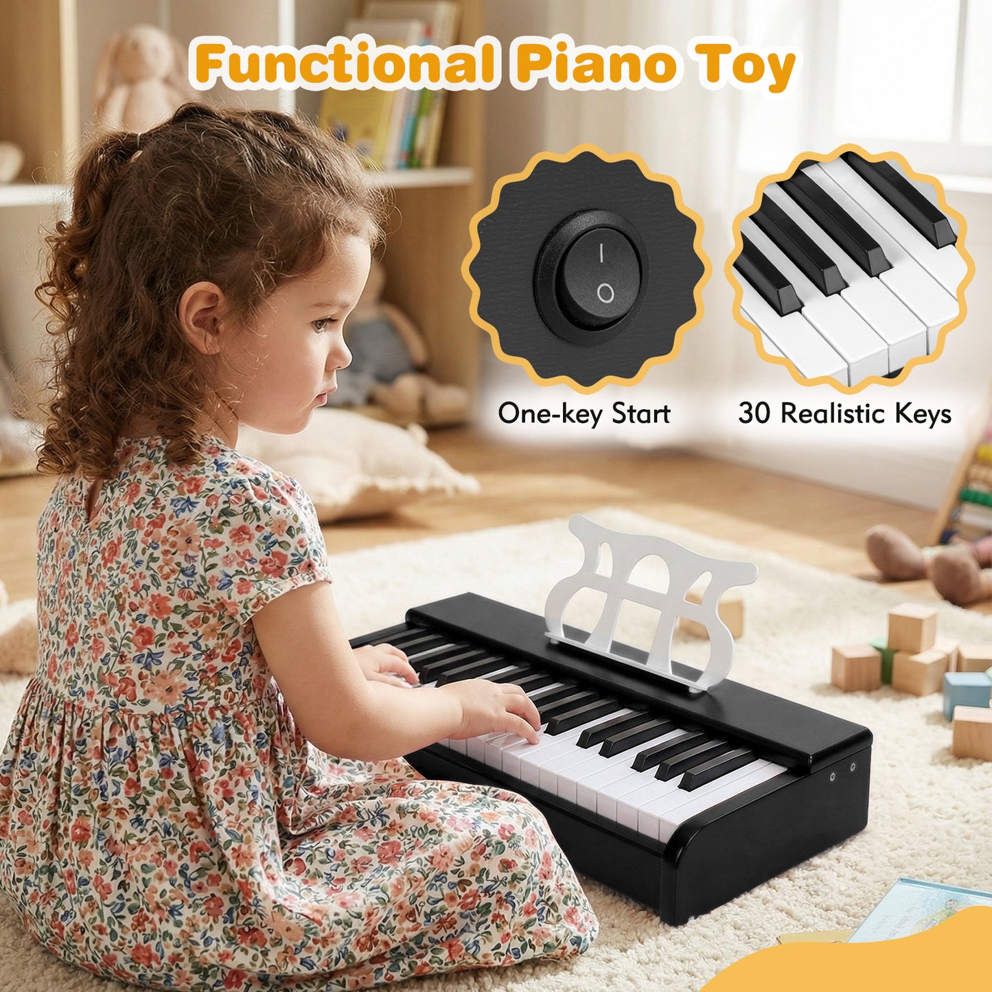 Kids Piano Keyboard 30 Keys Digital Piano with Music Stand, Black Pianos & Keyboards at Gallery Canada