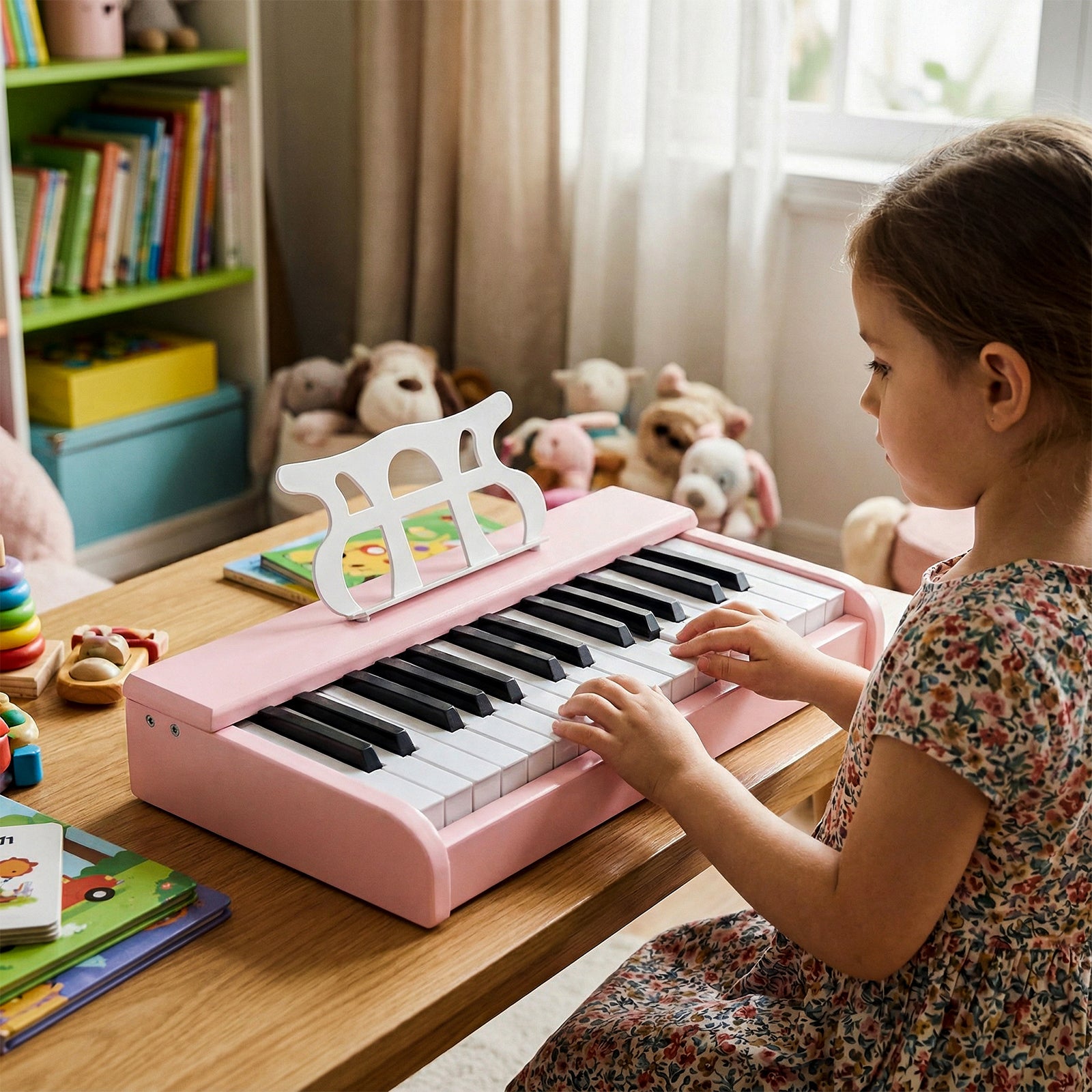 Kids Piano Keyboard 30 Keys Digital Piano with Music Stand for 3+ Years Old Beginners, Pink Pianos & Keyboards at Gallery Canada