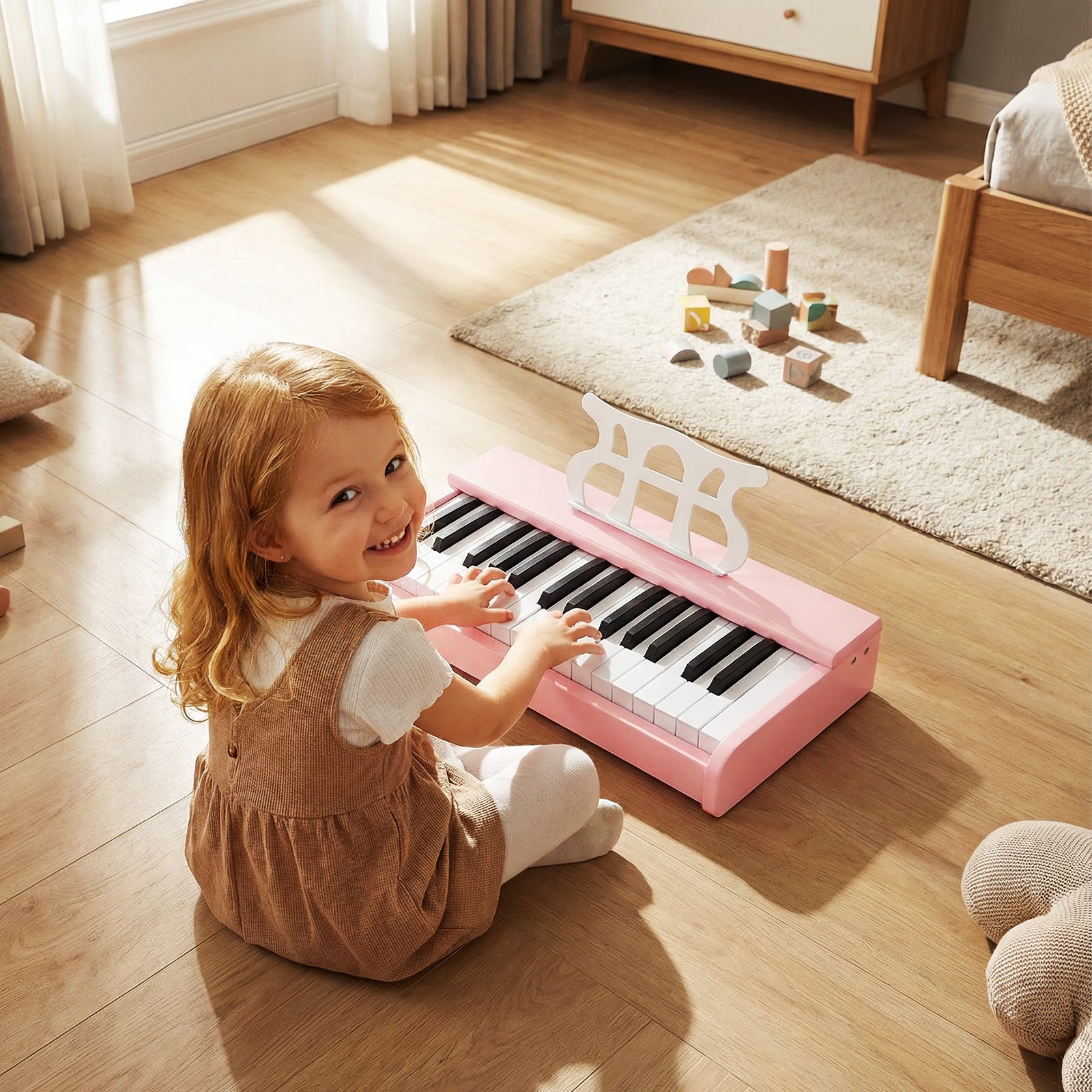 Kids Piano Keyboard 30 Keys Digital Piano with Music Stand for 3+ Years Old Beginners, Pink Pianos & Keyboards at Gallery Canada