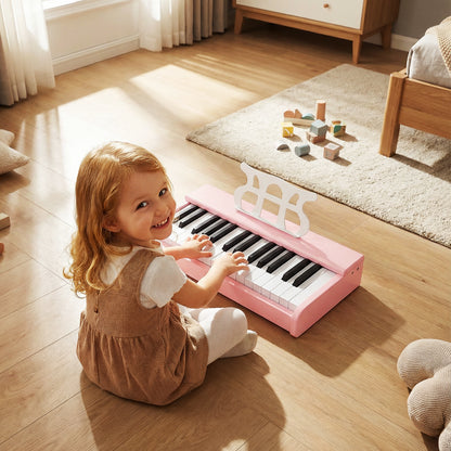 Kids Piano Keyboard 30 Keys Digital Piano with Music Stand for 3+ Years Old Beginners, Pink Pianos & Keyboards at Gallery Canada