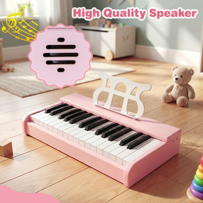 Kids Piano Keyboard 30 Keys Digital Piano with Music Stand for 3+ Years Old Beginners, Pink Pianos & Keyboards at Gallery Canada