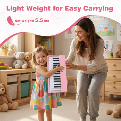 Kids Piano Keyboard 30 Keys Digital Piano with Music Stand for 3+ Years Old Beginners, Pink Pianos & Keyboards at Gallery Canada