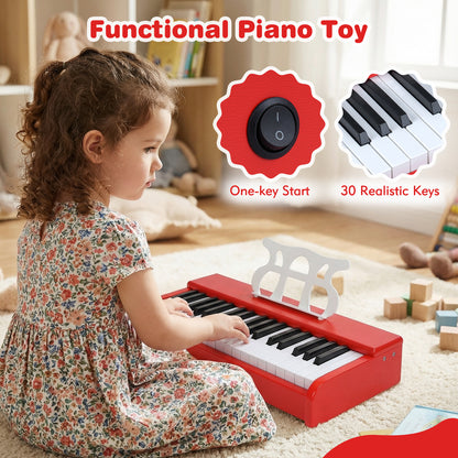 Kids Piano Keyboard 30 Keys Digital Piano with Music Stand for 3+ Years Old Beginners, Red Pianos & Keyboards at Gallery Canada