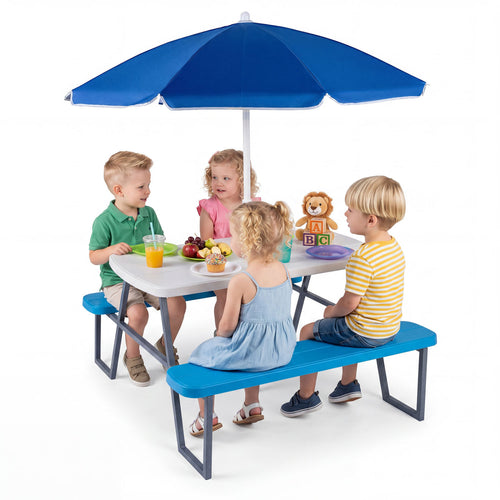 Kids Picnic Table with Benches, Blue