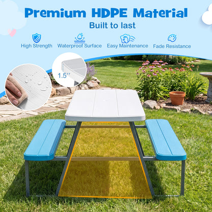 Kids Picnic Table with Benches, Blue Kids Table & Chair Sets at Gallery Canada