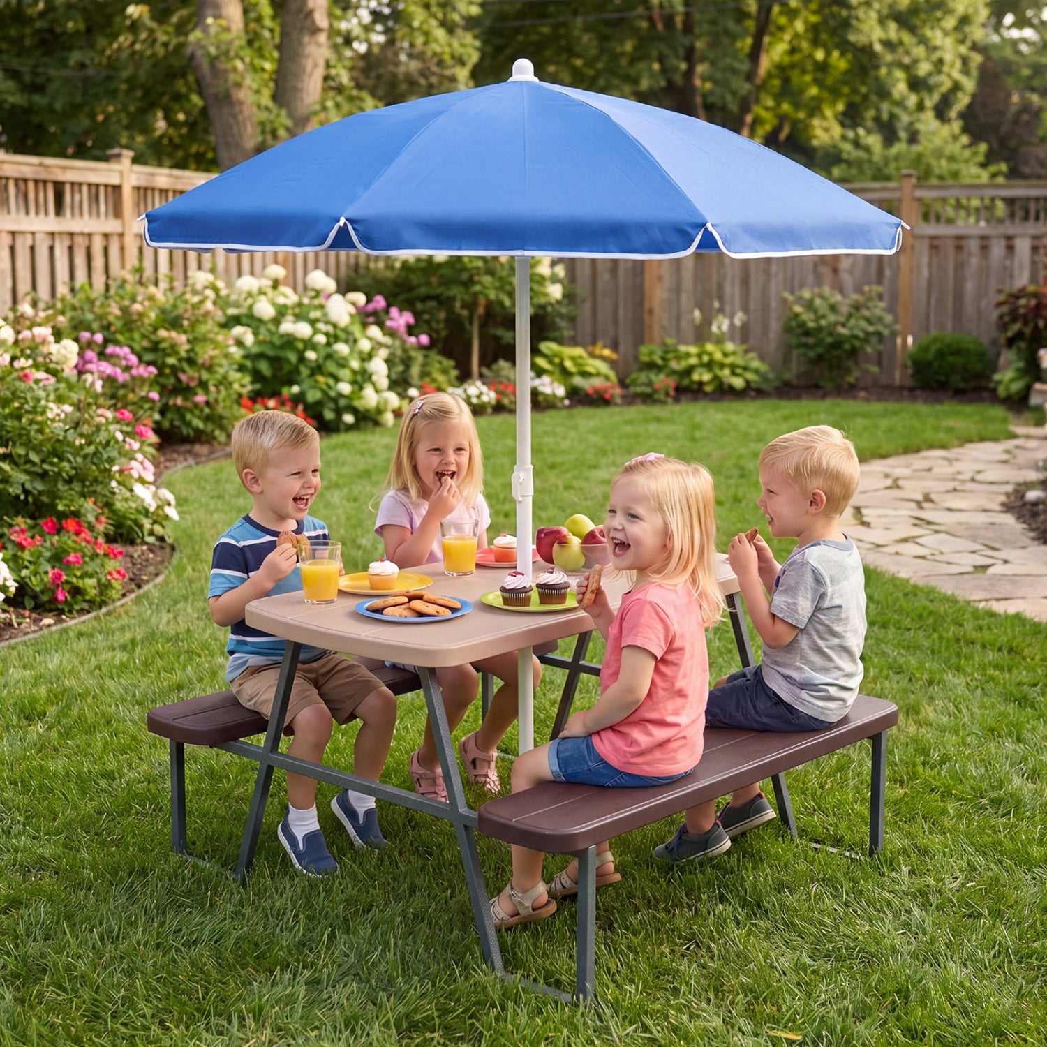 Kids Picnic Table with Benches, Brown Kids Table & Chair Sets at Gallery Canada