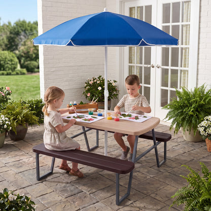 Kids Picnic Table with Benches, Brown Kids Table & Chair Sets at Gallery Canada