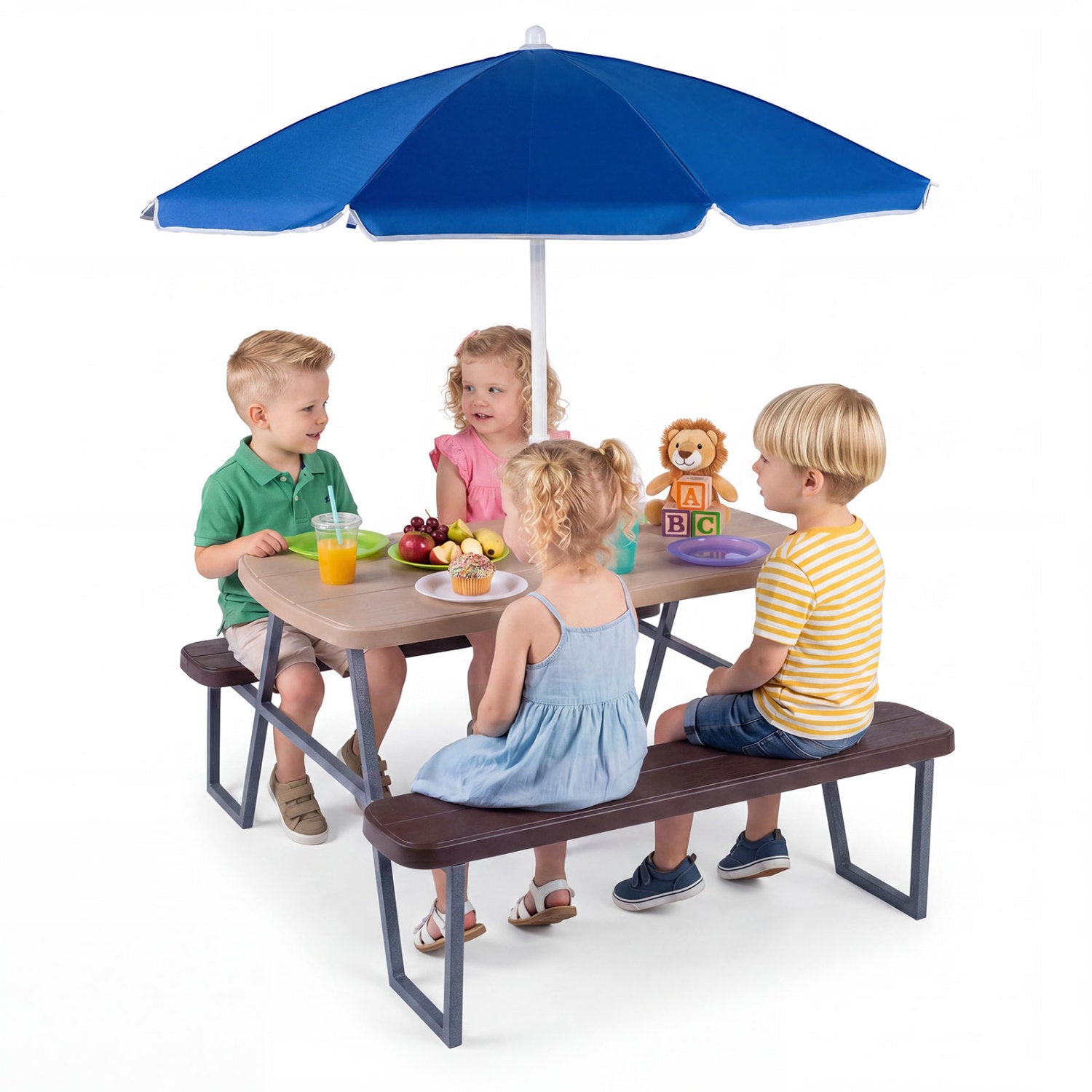 Kids Picnic Table with Benches, Brown Kids Table & Chair Sets Brown at Gallery Canada