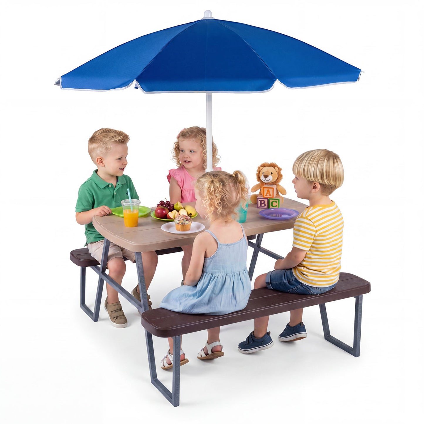 Kids Picnic Table with Benches, Brown Kids Table & Chair Sets Brown at Gallery Canada