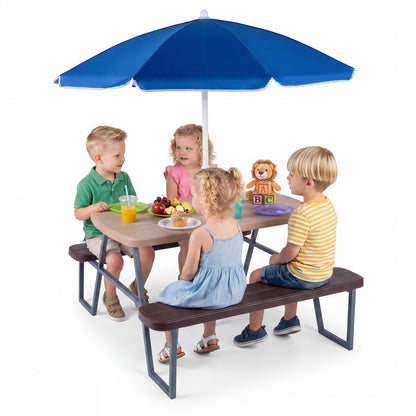 Kids Picnic Table with Benches, Brown Kids Table & Chair Sets Brown at Gallery Canada