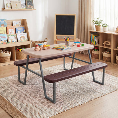 Kids Picnic Table with Benches, Brown Kids Table & Chair Sets at Gallery Canada