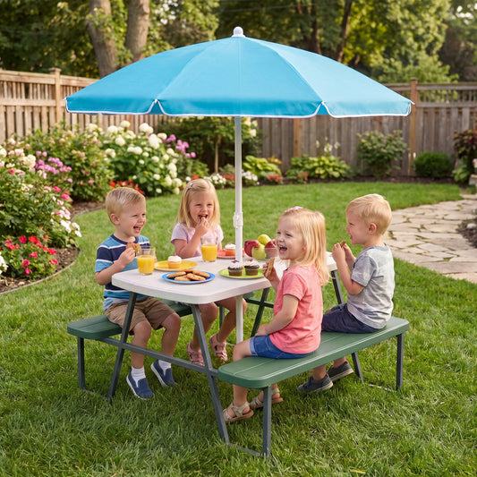 Kids Picnic Table with Benches, Green Kids Table & Chair Sets Green at Gallery Canada