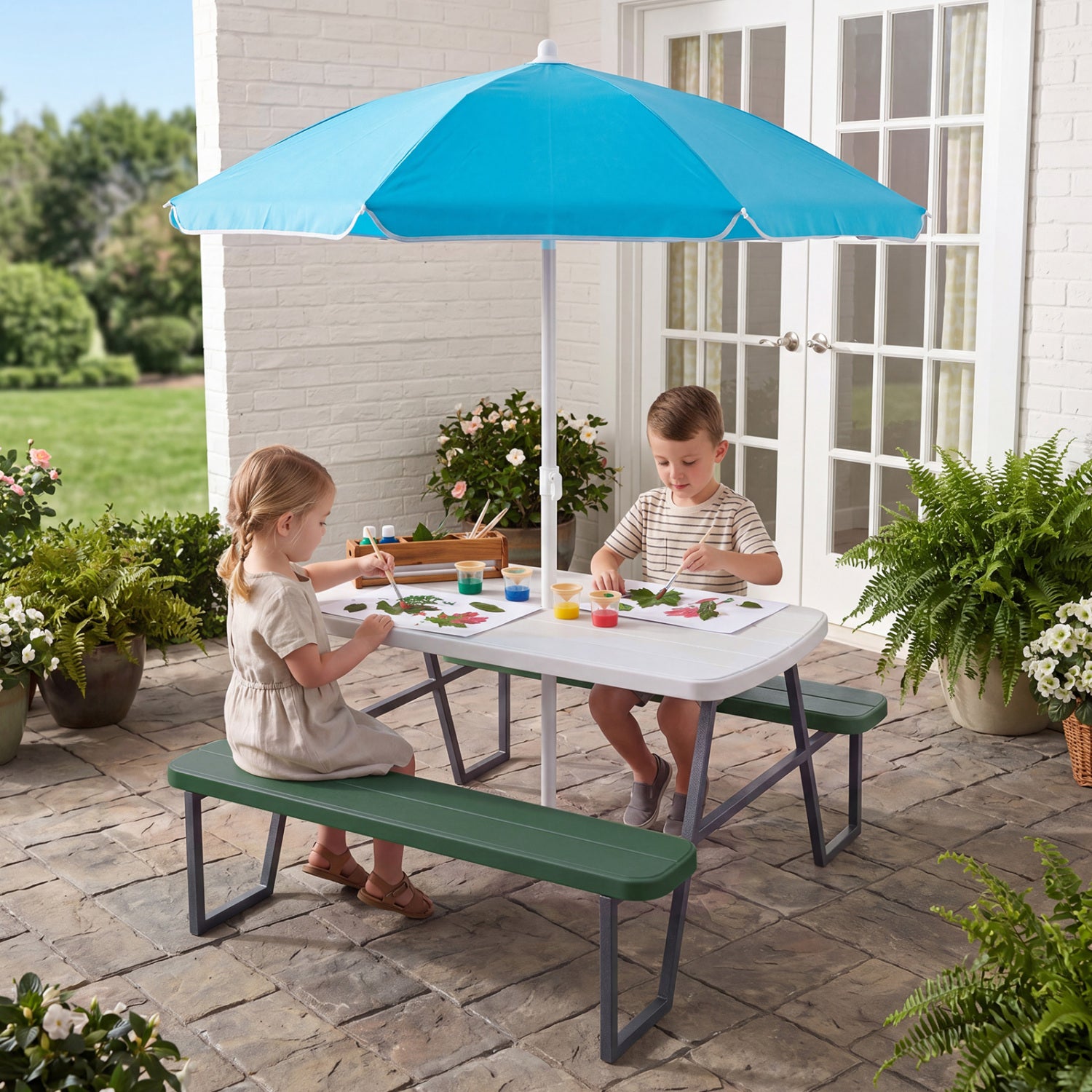 Kids Picnic Table with Benches, Green Kids Table & Chair Sets at Gallery Canada
