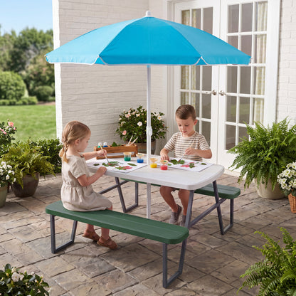 Kids Picnic Table with Benches, Green Kids Table & Chair Sets at Gallery Canada
