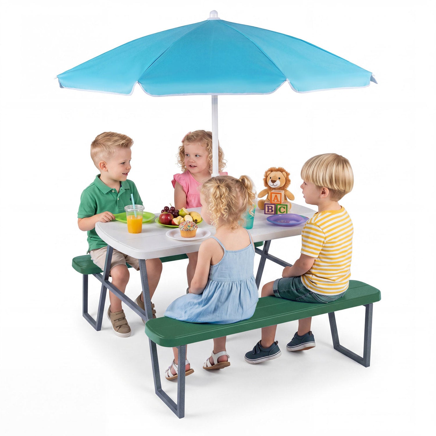 Kids Picnic Table with Benches, Green Kids Table & Chair Sets Green at Gallery Canada