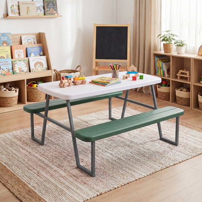 Kids Picnic Table with Benches, Green Kids Table & Chair Sets at Gallery Canada