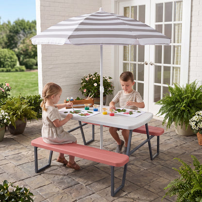 Kids Picnic Table with Benches, Seats 4, Pink Kids Table & Chair Sets at Gallery Canada