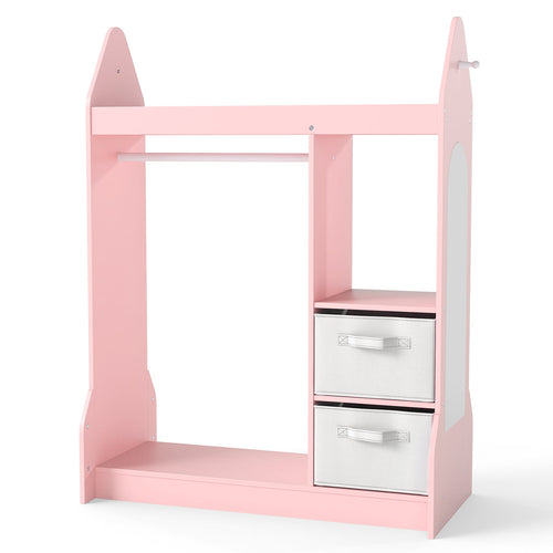 Kids Play Armoire Dresser with Cloth Hanger, Pink
