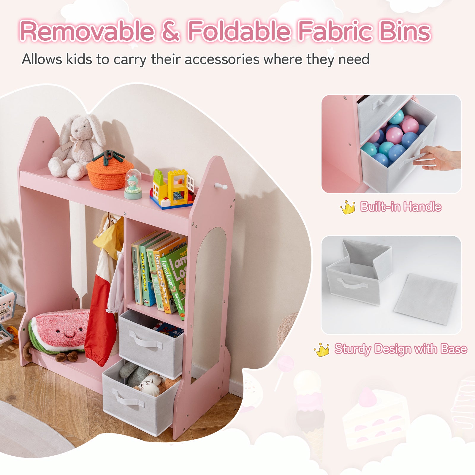 Kids Play Armoire Dresser with Cloth Hanger, Pink Kids Storage at Gallery Canada