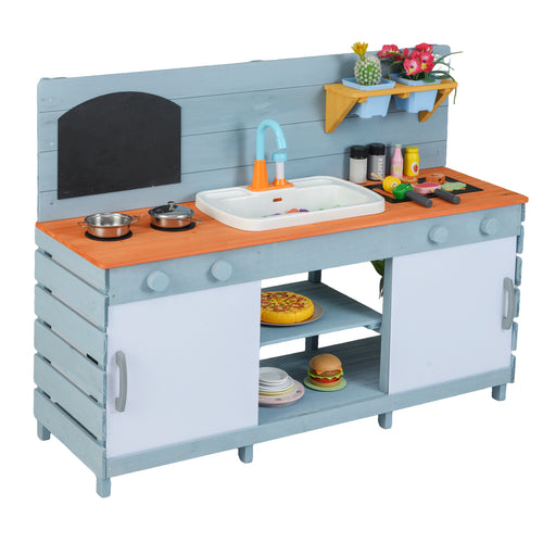 Kids Play Kitchen Set with Stoves for Boys Girls Aged 3-8, Blue