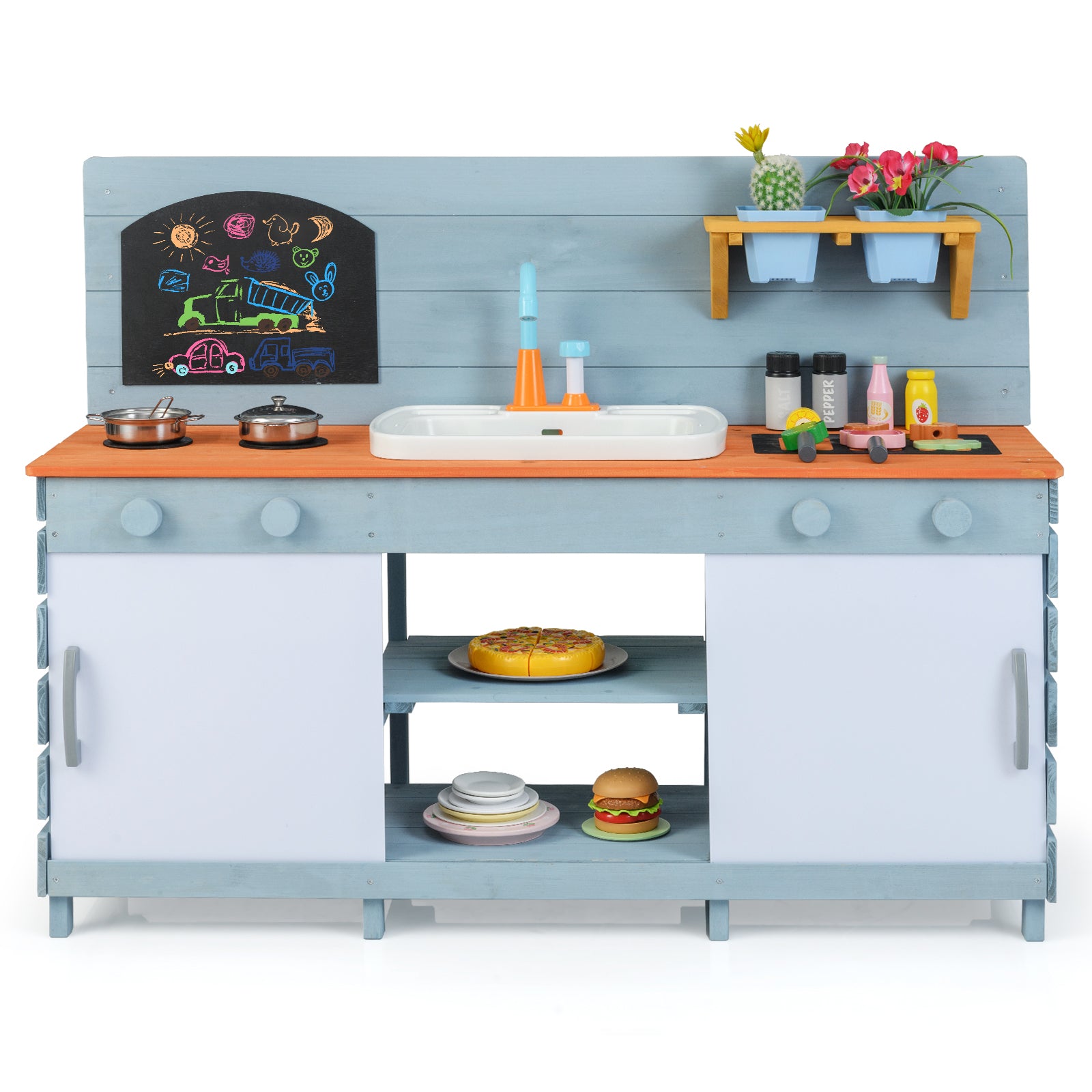 Kids Play Kitchen Set with Stoves for Boys Girls Aged 3-8, Blue Play Kitchen Sets at Gallery Canada
