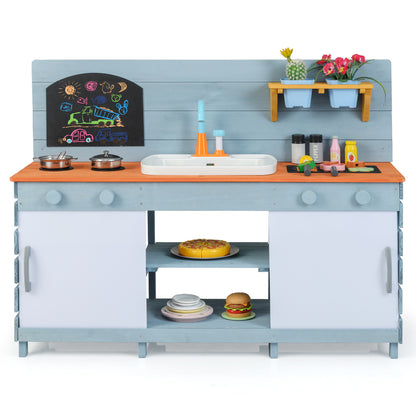 Kids Play Kitchen Set with Stoves for Boys Girls Aged 3-8, Blue Play Kitchen Sets at Gallery Canada
