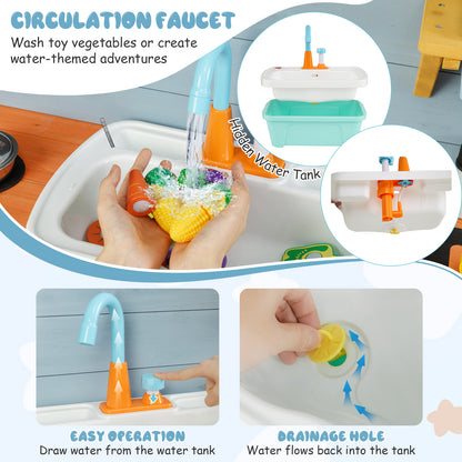 Kids Play Kitchen Set with Stoves for Boys Girls Aged 3-8, Blue Play Kitchen Sets at Gallery Canada