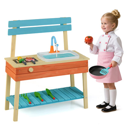 Kids Play Kitchen Set Wooden Kitchen Playset Chef Pretend Mud Kitchen, Multicolor Play Kitchen Sets at Gallery Canada