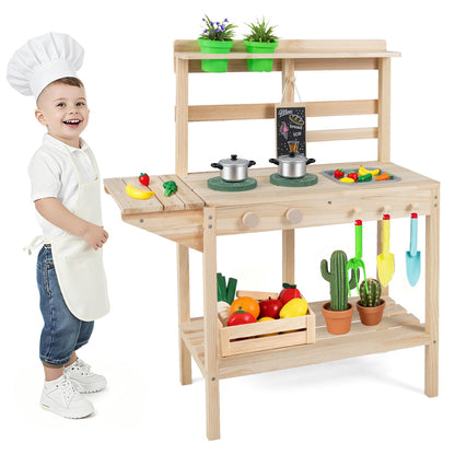 Wooden Kids Play Kitchen Set with Stoves, 3+, Natural Play Kitchen Sets at Gallery Canada