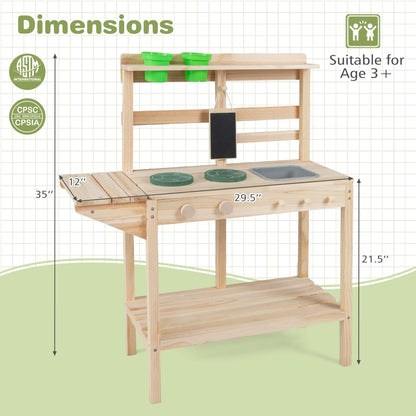 Wooden Kids Play Kitchen Set with Stoves, 3+, Natural Play Kitchen Sets at Gallery Canada