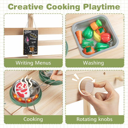 Wooden Kids Play Kitchen Set with Stoves, 3+, Natural Play Kitchen Sets at Gallery Canada