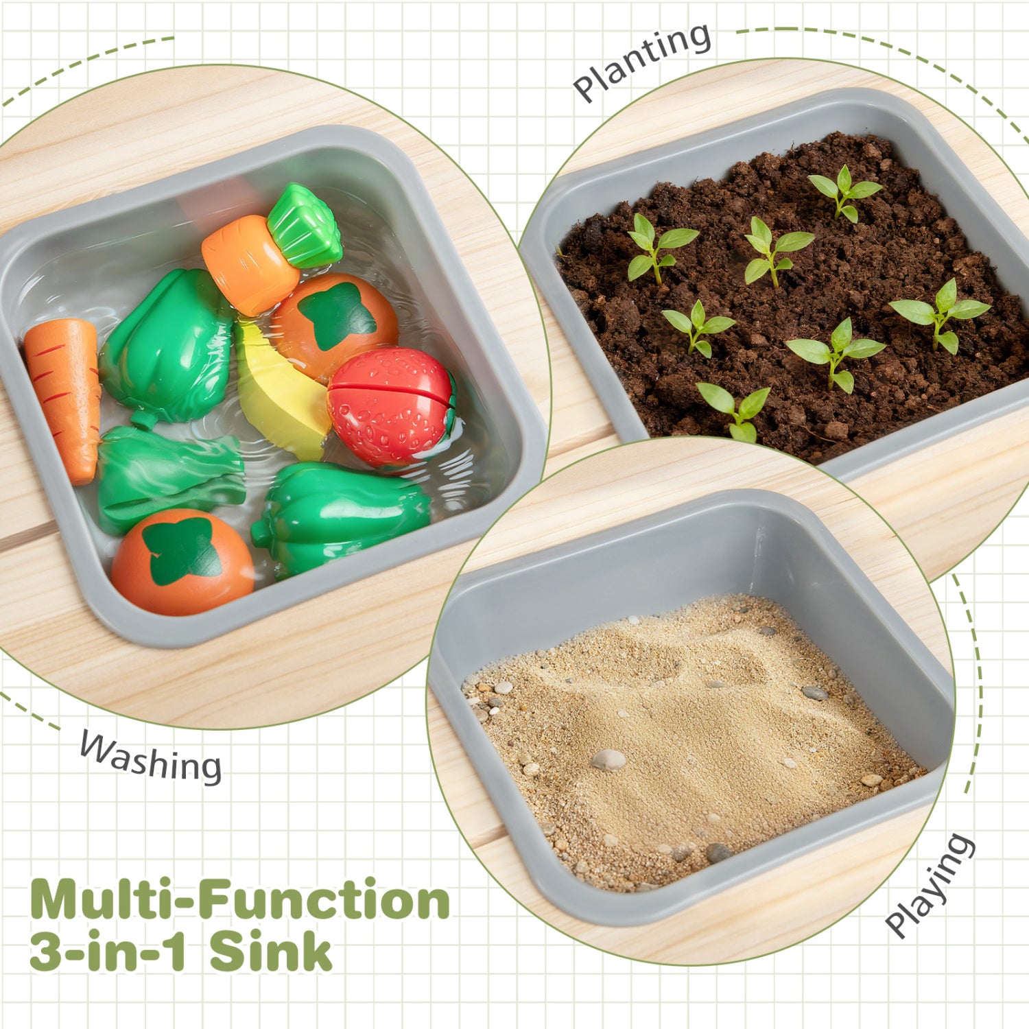 Wooden Kids Play Kitchen Set with Stoves, 3+, Natural Play Kitchen Sets at Gallery Canada